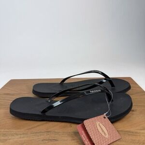 NWT Mens Havaianas Alpargatas Black Comfort Flip Flops Thong Sandals Size 11